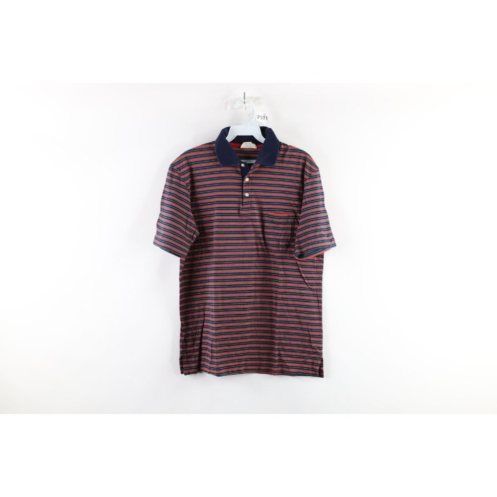 Vintage 70s Lord Jeff Mens Size Large Rainbow Striped Collared Polo Shirt Japan